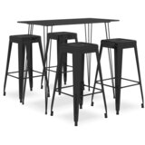 vidaXL 5-dijelni barski set crni Cijene