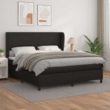  Box spring postelja z vzmetnico črn 180x200 cm umetno usnje, (20788946) Cene