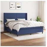 vidaXL Box spring postelja z vzmetnico modra 160x200 cm blag Cene
