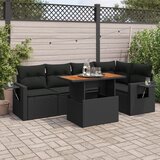 vidaXL 6-dijelni set vrtnih sofa s jastucima crni od poliratana | shoptok.hr