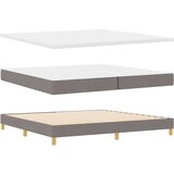 vidaXL Postelja s škatlo z blazino & LED Taupe 200x200 cm Tkanina, (22082750) | Shoptok.si