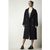Happiness İstanbul Women's Black Double Breasted Neck Belted Oversize Cachet Coat cene