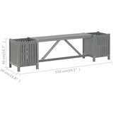 vidaXL Vrtna klupa s 2 sadilice 150 cm masivno bagremovo drvo siva | shoptok.hr