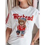 DStreet T-shirt damski oversize z misiem FUNTED biały | shoptok.hr