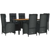  7-dijelni vrtni blagovaonski set s jastucima crni od poliratana | shoptok.hr