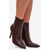 Boto Heated Women's Ankle Boots On Heel Eco Leather Chocolate Nolisse | shoptok.hr