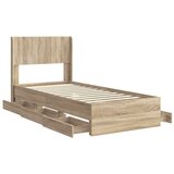 Okvir za krevet s pohranom i uzglavljem Hrast sonoma - Hrast sonoma 75 x 190 cm | shoptok.hr