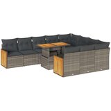 vidaXL 11-dijelni set vrtnih sofa poliratan i bagrem s jastucima sivi | shoptok.hr