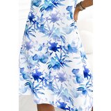 Numoco White trapezoidal dress with blue pattern | shoptok.hr