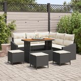 vidaXL 9-dijelni vrtni sofa set s jastučićima crni poli ratan akacija | shoptok.hr