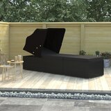 Maison Chic Ležalnik - Sončna ležalnik s streho in blazino poli ratan črn, (22042729) | Shoptok.si