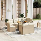 vidaXL 9-dijelni set vrtnih sofa s jastucima bež od poliratana | shoptok.hr