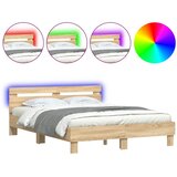  Okvir za krevet s uzglavljem i LED boja hrasta sonome 150x200cm | Eponuda.com