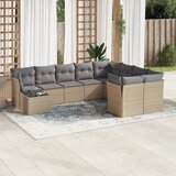 vidaXL 10-dijelni set vrtnih sofa s jastucima bež od poliratana Cijene