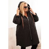 Kesi Włoski Plus Size women's quilted jacket with a hood and the word HOPE black | shoptok.hr