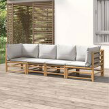 Maison Chic Seti vrtnega pohištva - Vrtna garnitura - Vrtni pohištvo set 4-delna svetlo sive blazine bambus, (21810096) | Shoptok.si