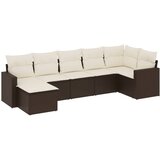 Maison Chic Seti vrtnega pohištva - Vrtna garnitura - Vrtni pohištvo set 7-delna z blazinami rjav poli ratan, (21801391) | Shoptok.si