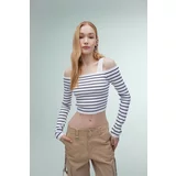Defacto Slim Fit Strapless Striped Pullover