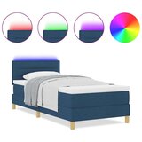 Box Spring Krevet s madracem &amp LED plavi 100x200 cm tkanina | shoptok.hr