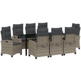 vidaXL set od 9 delova vrtne trpeze s jastučićima siva poli ratan | shoptok.hr