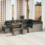 vidaXL 13 delni vrtni set z blazinami siva poli ratan akacija | Shoptok.si