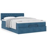 vidaXL Otomanska postelja z vzmetnico temno modra 140x190cm žamet Cene