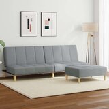  Dvosjed na razvlačenje od tkanine s tabureom svjetlosivi | shoptok.hr