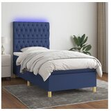 vidaXL Box spring postelja z vzmetnico LED modra 90x190 cm b Cene
