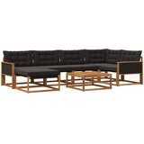  Set vanjskih sofa 7 pcs Prirodna i crna Čvrsto drvo akacije | shoptok.hr