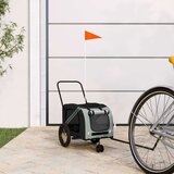 Prikolica za bicikl za pse sivo-crna od tkanine i željeza | shoptok.hr