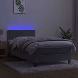  Box spring postelja z vzmetnico LED svetlo siva 90x200 cm žamet, (20723276) | Shoptok.si