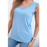 Kesi Włoski Women's viscose blouse with a frill at the neckline blue | ePonuda.com