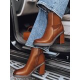 DStreet Botki damskie STYLOBOOT na grubym obcasie kamelowe | Shoptok.si