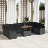 vidaXL set od 11 komada vrtnih kauča s jastučićima crni poli ratan | shoptok.hr