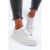 Kesi Women's leather platform sneakers, white Eselmarie Cene