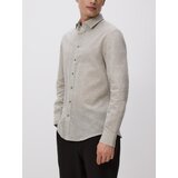 Reserved Regular fit košulja s mješavinom lana - smeđezeleno | shoptok.hr