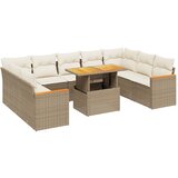 The Living Store Vrtna sedežna garnitura 10-delna z blazinami bež poli ratan - Vrtna Sedežna Garniture, (21625681) | Shoptok.si