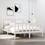 Maison Chic Posteljni okvir - Dvoposteljna postelja - Zakonska postelja bel iz trdnega lesa 140x190 cm-J10137, (21760407) | Shoptok.si