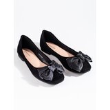 SHELOVET Suede women's ballerinas with bow black Cijene