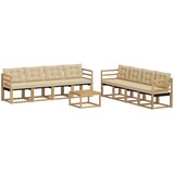 vidaXL Zunanja garnitura za sedenje z blazino 9 pcs Bela in bež, (5000269816) | Shoptok.si