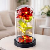  Vječna ruža u staklenoj kupoli LED rasvjeta crvena 21,5 x 11 cm | shoptok.hr