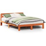 vidaXL Posteljni okvir brez vzmetnice voščeno rjav 140x190 cm borovina | Shoptok.si