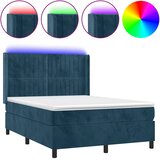  box spring s madracem LED tamnoplavi 140x190 cm baršun | shoptok.hr