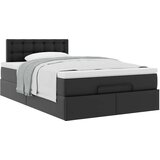 vidaXL Otomanski posteljni okvir z vzmetnico črn 120x200 cm um. usnje | Shoptok.si