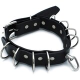 Kiotos Leather Collar Multi-D-Rings Black Cijene