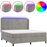 vidaXL Box spring postelja z vzmetnico LED svetlo siva 160x200cm žamet, (20899546) Cene