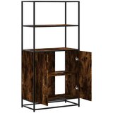 vidaXL Visoka omara dimljen hrast 68x35x139cm inženirski les in kovina | Shoptok.si