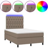  box spring s madracem LED smeđesivi 120 x 200 cm tkanina | shoptok.hr