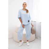 Włoski Cotton set blouse + trousers blue | Shoptok.si