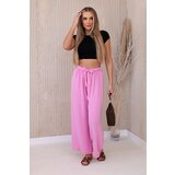Kesi Włoski Włoski Trousers with a wide waistband light pink Cene